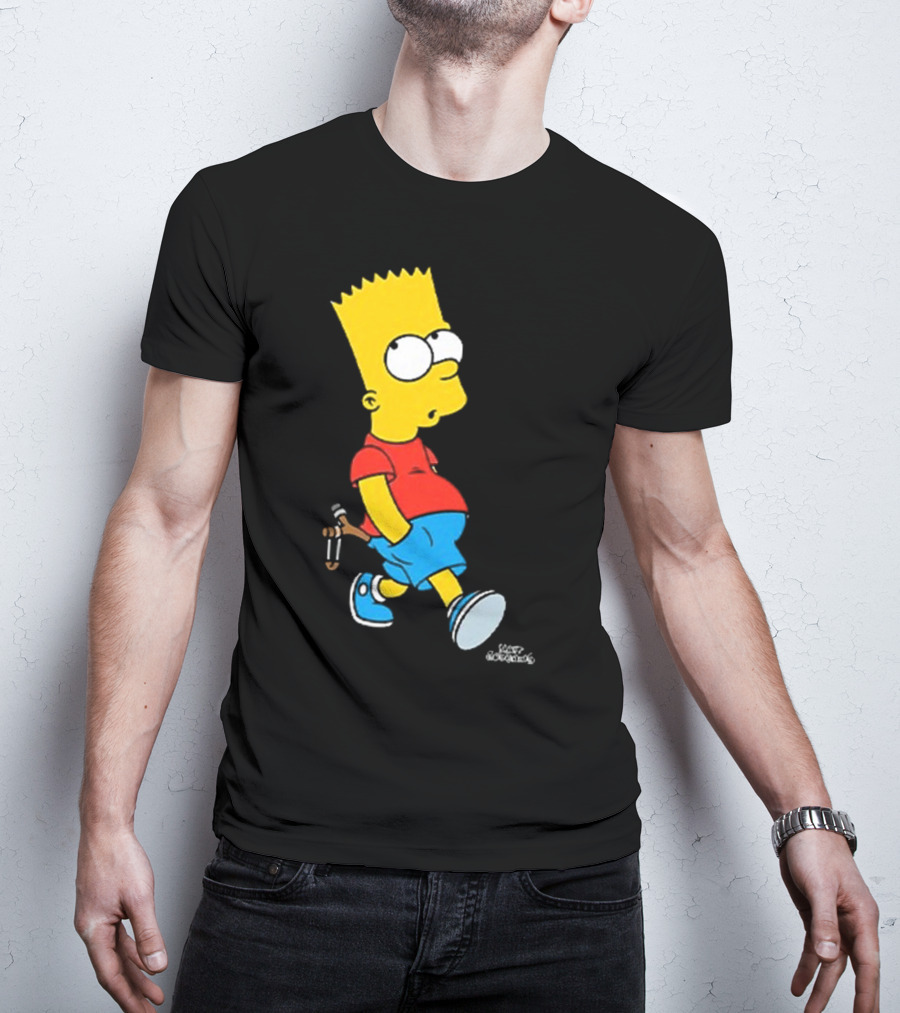 0th Century The Simpsons Bart Simpson With Slingshot Drawing T-Shirt