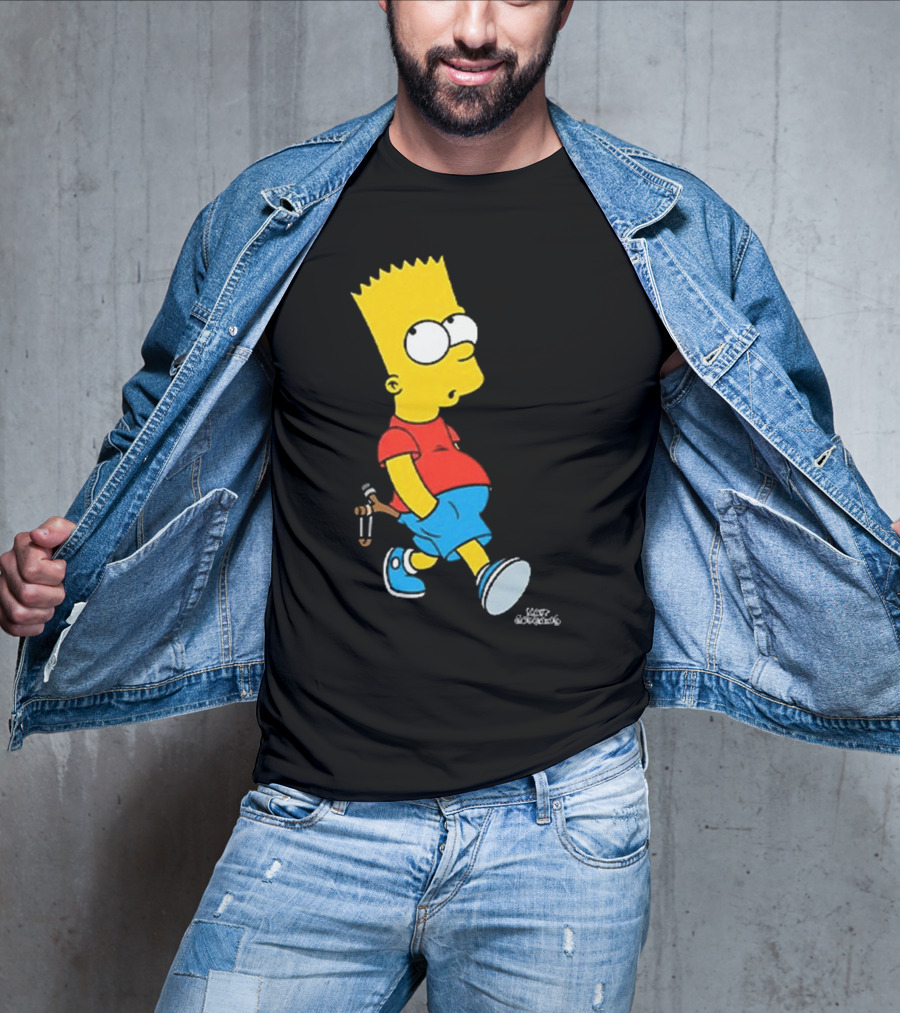 0th Century The Simpsons Bart Simpson With Slingshot Drawing T-Shirt