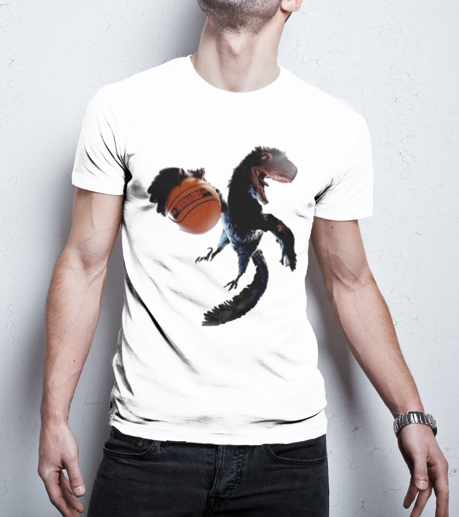 Coolioart Deinonychus Dinosaur With Spalding Basketball T-Shirt
