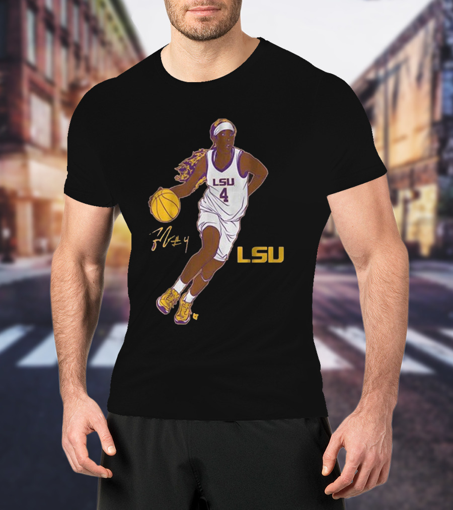 LSU Basketball Flau’jae Johnson Number 4 Superstar Pose T-Shirt