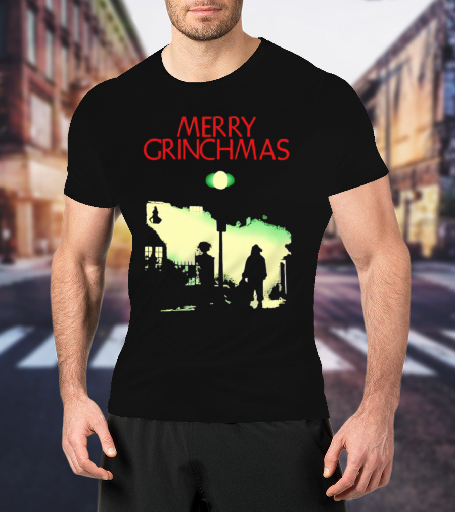 Merry Grinchmas Grinch X The Exorcist Silhouette Scene T-Shirt