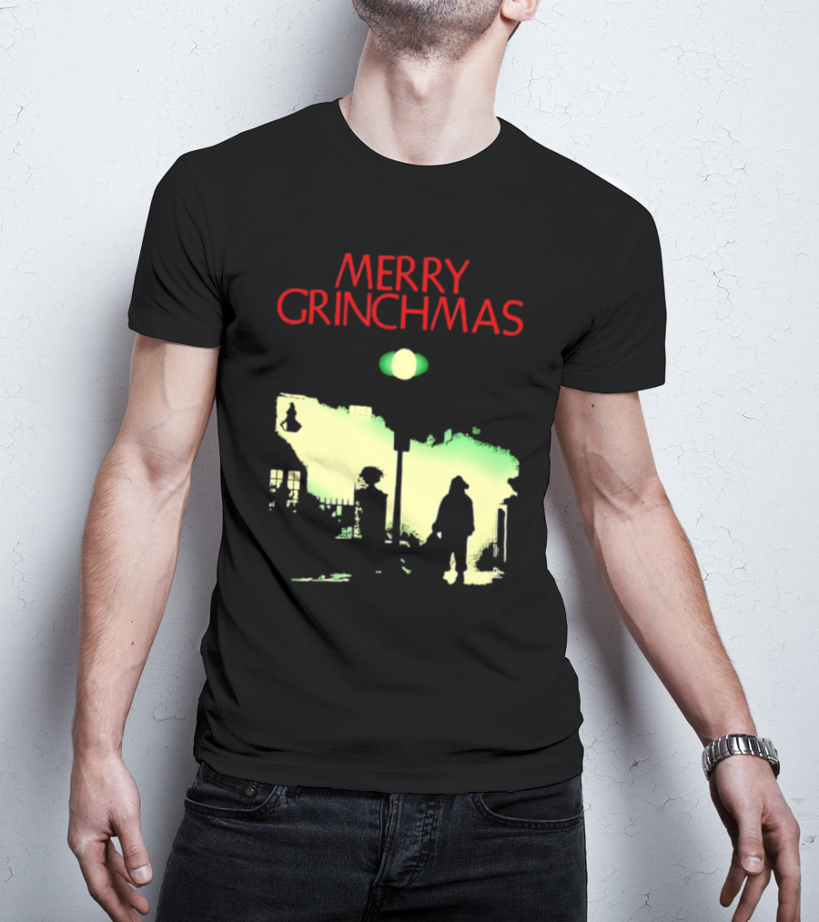 Merry Grinchmas Grinch X The Exorcist Silhouette Scene T-Shirt