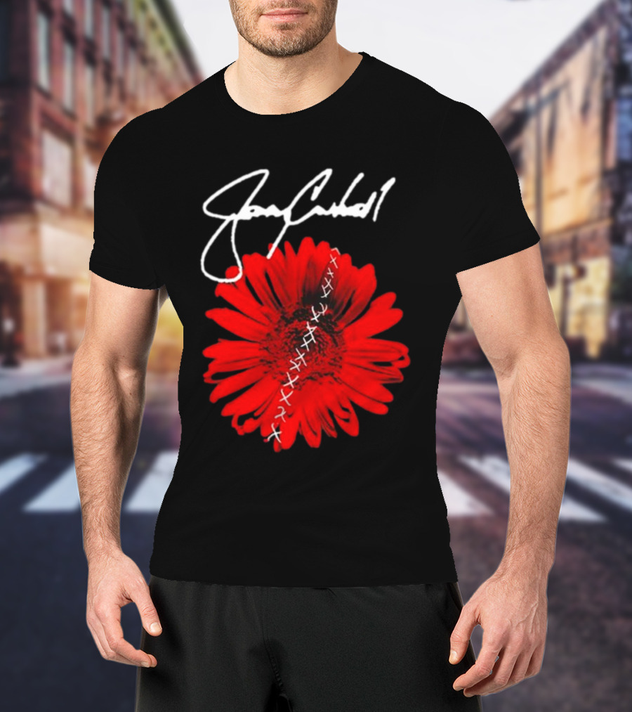 Jerry Cantrell Red Flower With Signature And Cross Stitch T-Shirt