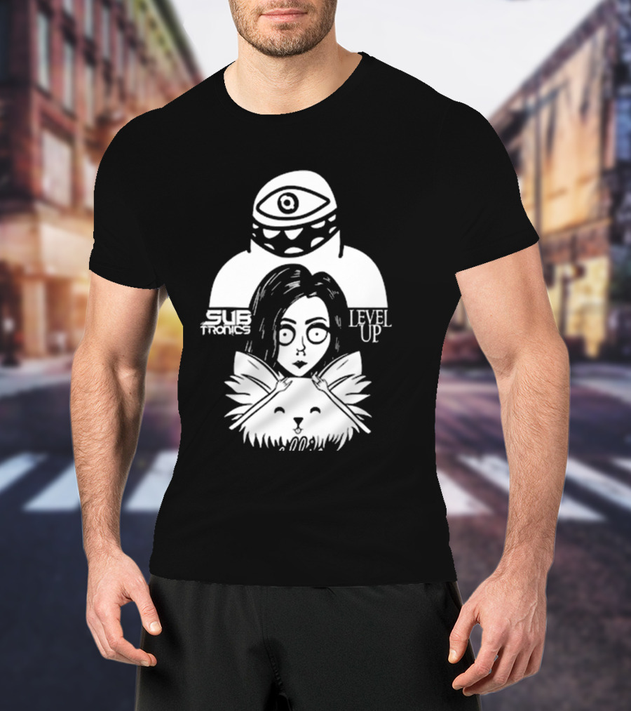 Subtronics Level Up Ellie Art Featuring Eye And Cat Motif T-Shirt