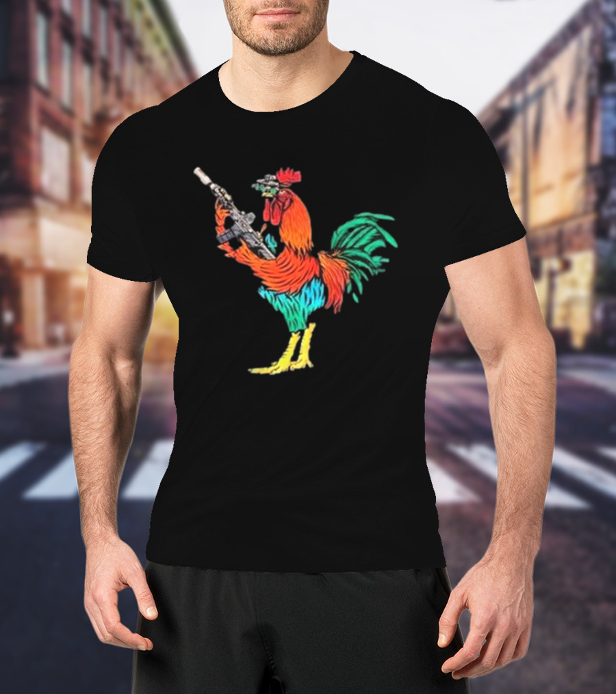 Black Rifle Coffee Tacticock Colorful Armed Rooster T-Shirt