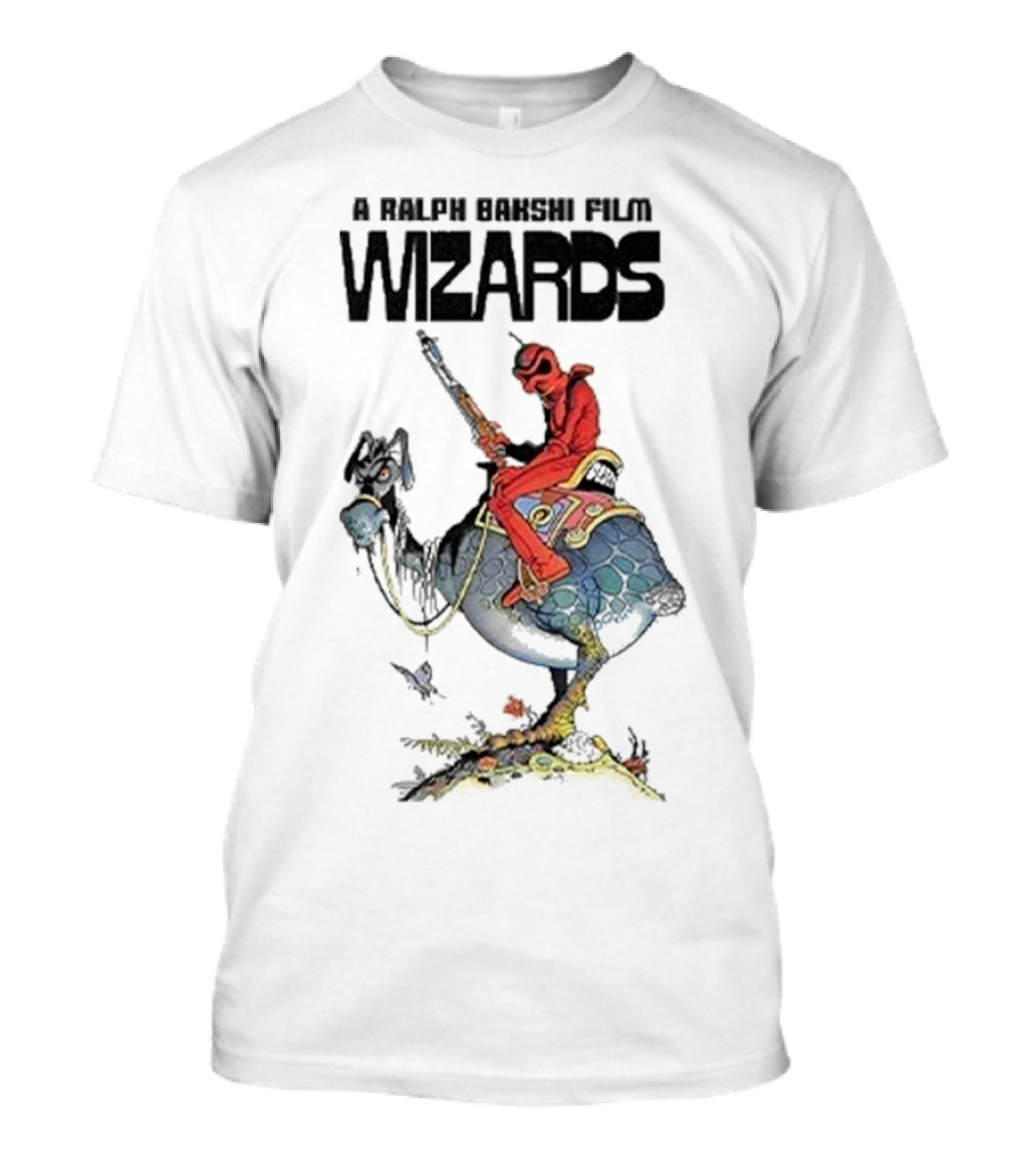 A Ralph Bakshi Film Wizards Fantasy Creature Rider With Staff And Helmet T-Shirt