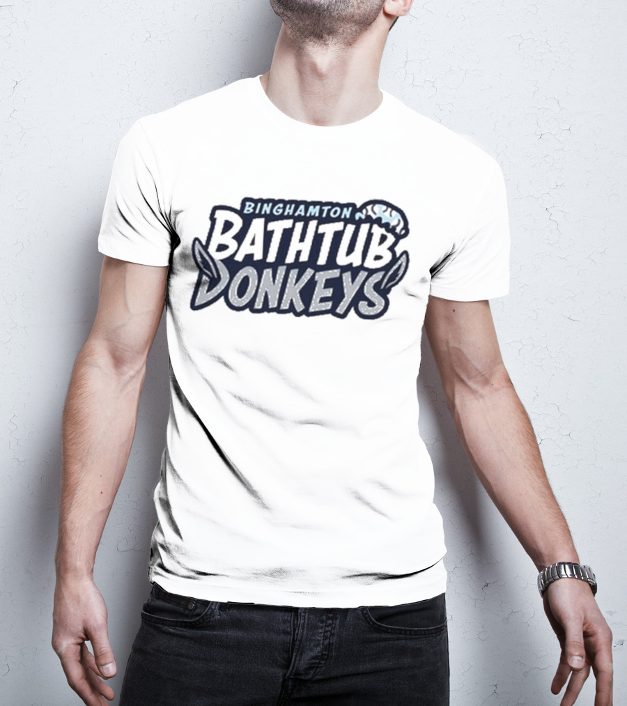 Binghamton Bathtub Donkeys Logo With Foamy Shower Cap T-Shirt