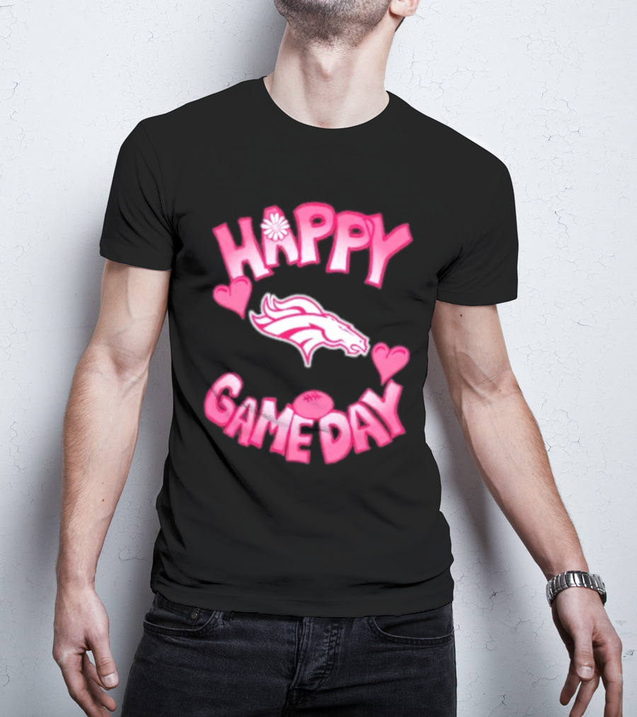 Valentine’s Day Happy Gameday Denver Broncos 2025 Football Hearts T-Shirt