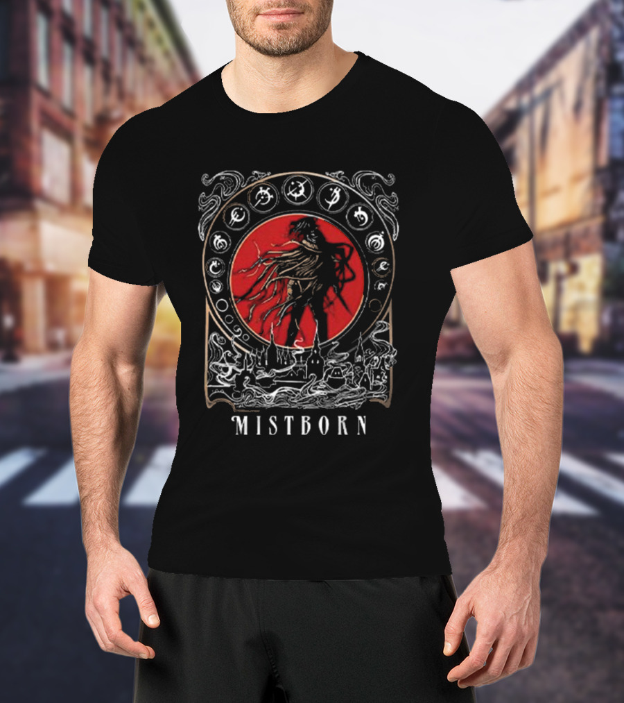Brandon Sanderson Mistborn Gothic Fantasy Artwork With Red Circle And Symbols T-Shirt