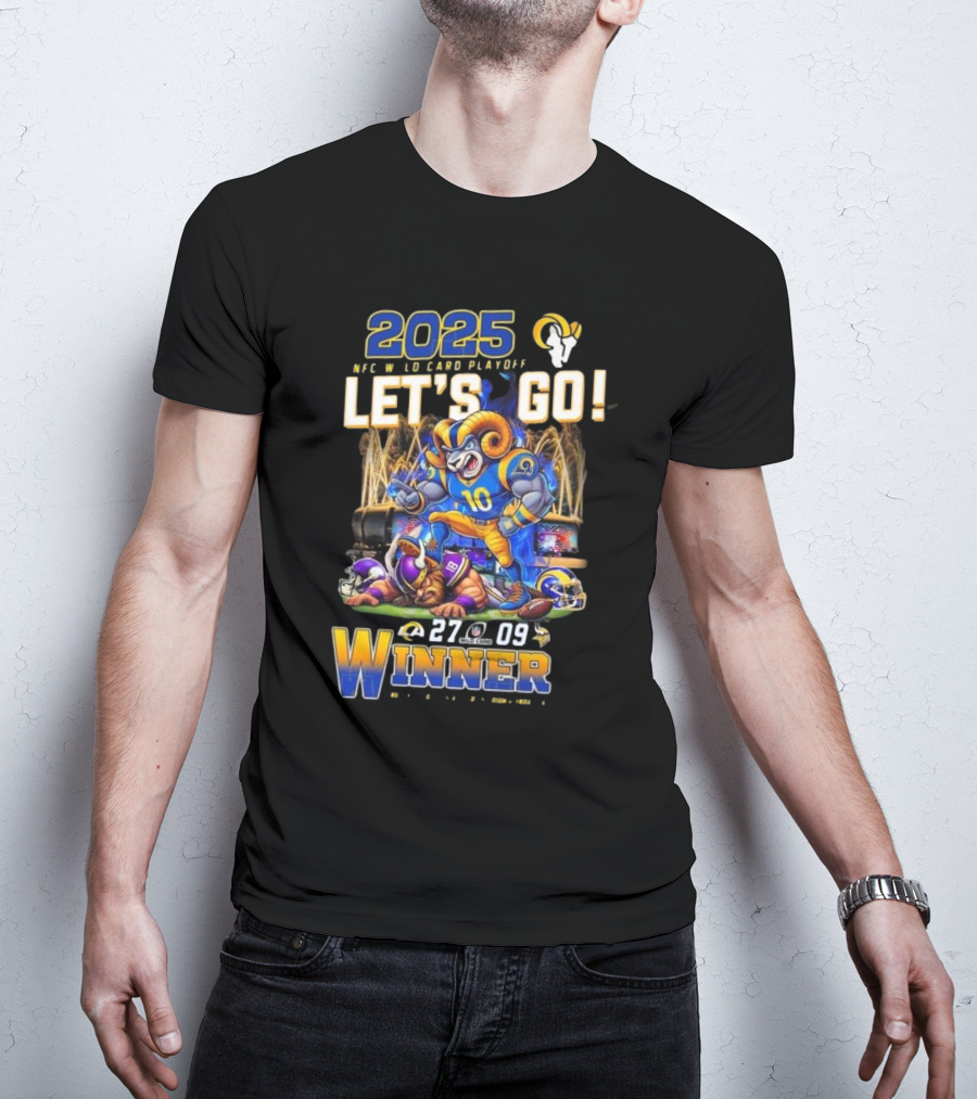 2025 NFC Wild Card Playoff Let’s Go Los Angeles Rams Winner 27-09 T-Shirt