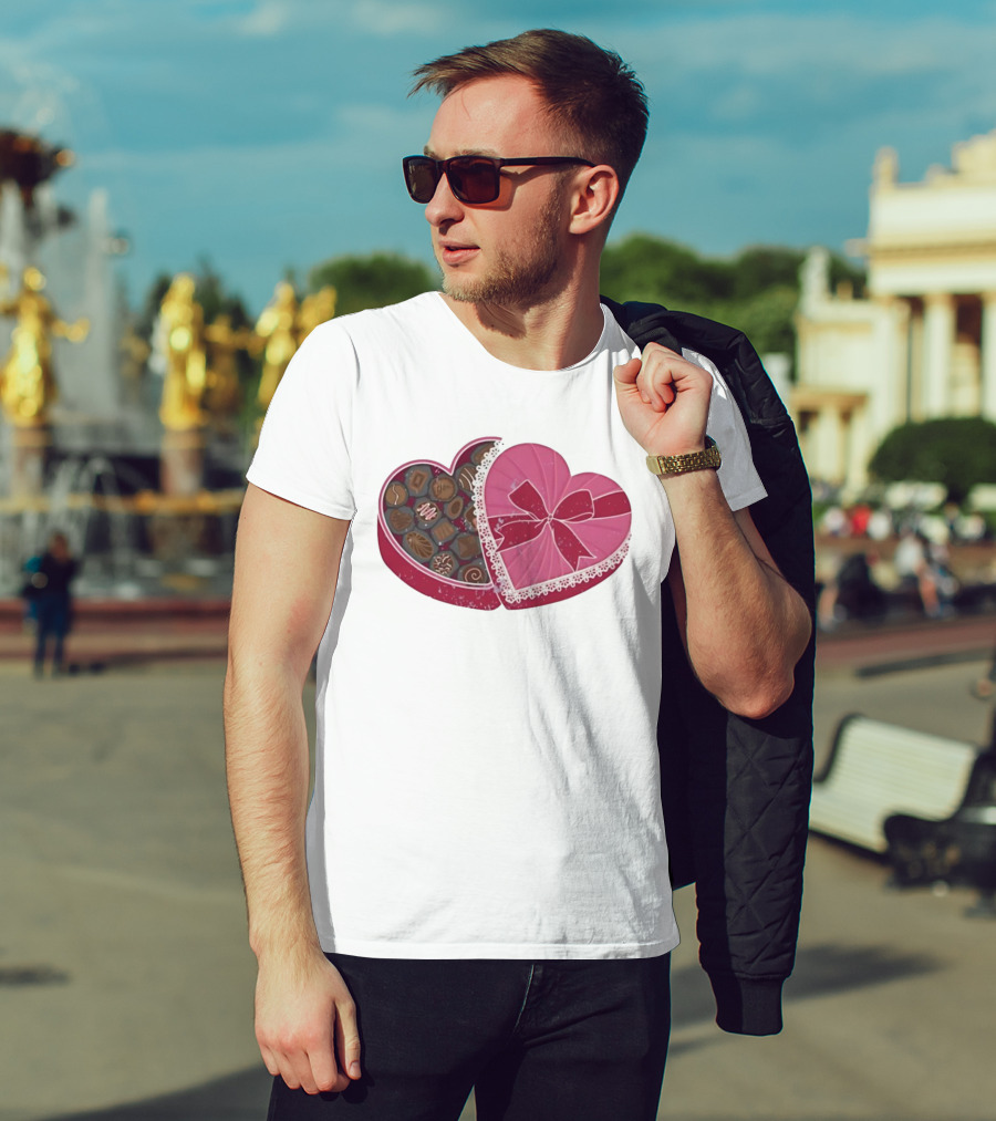 Heart Shaped Box Of Chocolates With Lace And Bow T-Shirt