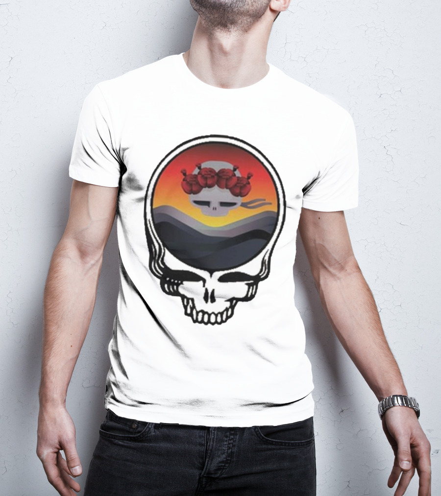 Grateful Dead The Ridge Skull Sunset With Roses T-Shirt