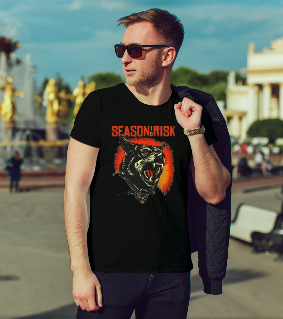 SEASON TO RISK RABID HOSTILITY DOG WITH GLOWING EYES AND FANGS T-Shirt