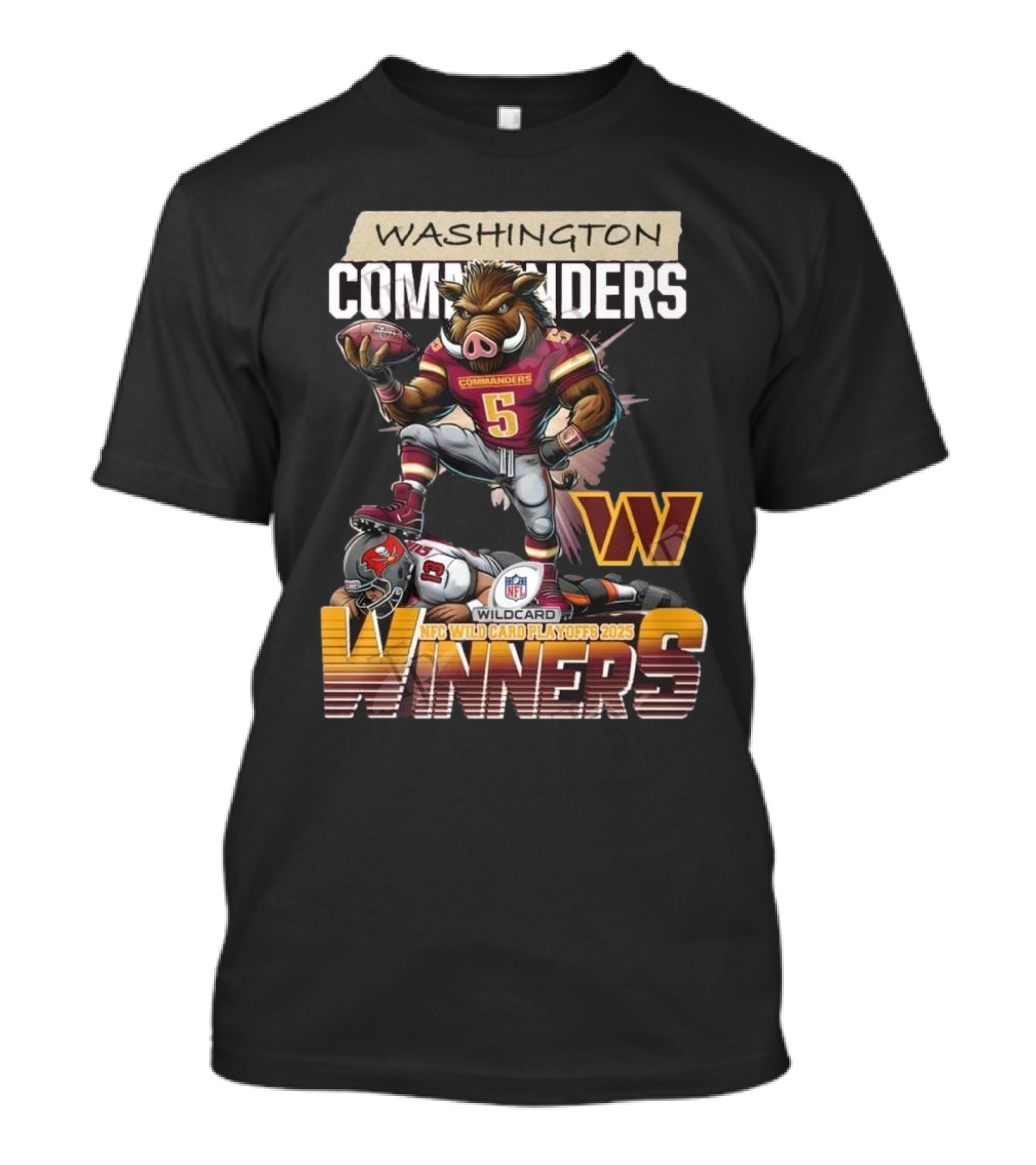 Washington Commanders NFC Wild Card Playoffs 2025 Winners Mascot T-Shirt