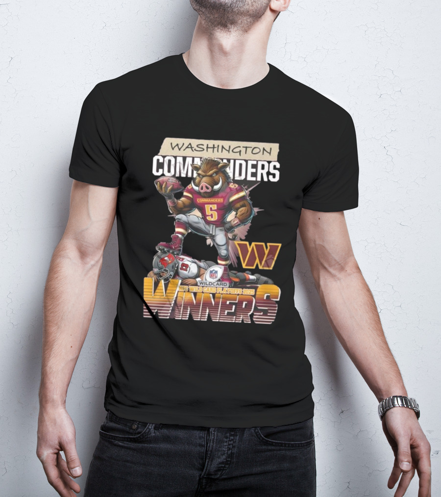 Washington Commanders NFC Wild Card Playoffs 2025 Winners Mascot T-Shirt