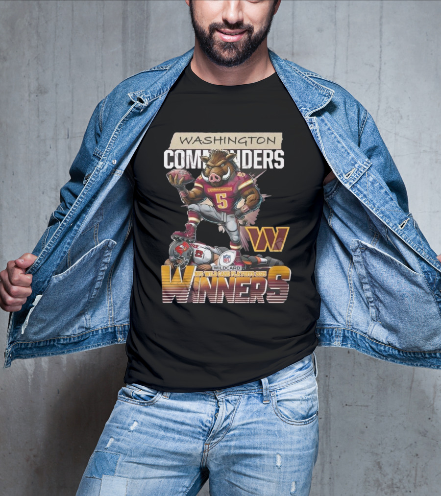 Washington Commanders NFC Wild Card Playoffs 2025 Winners Mascot T-Shirt