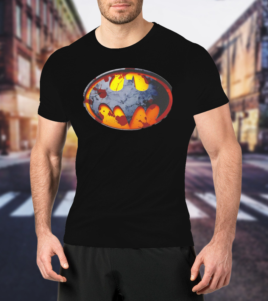 Batman Symbol With Grunge And Blood Splatter Effects T-Shirt