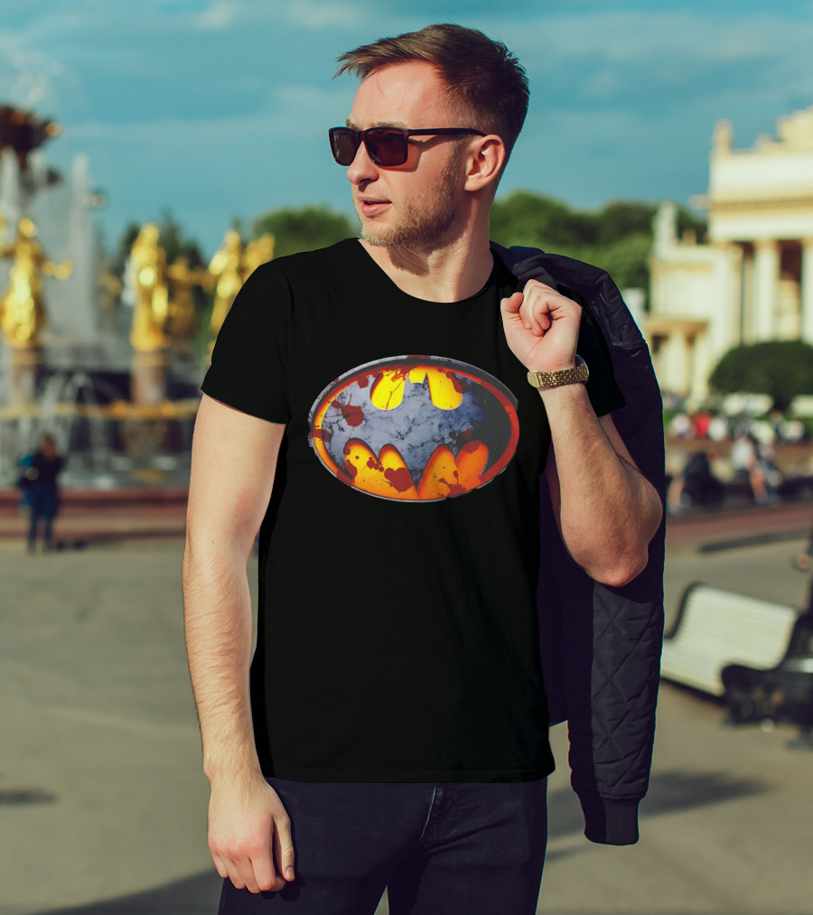 Batman Symbol With Grunge And Blood Splatter Effects T-Shirt