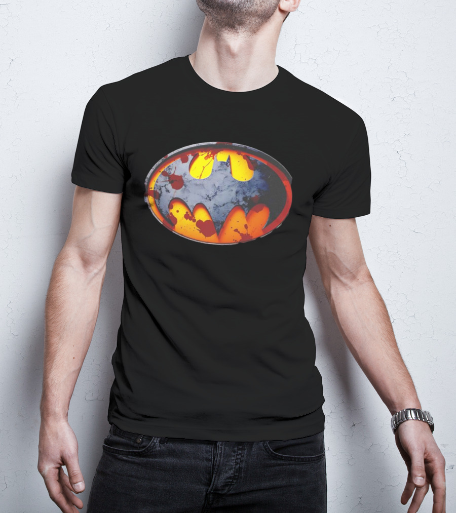 Batman Symbol With Grunge And Blood Splatter Effects T-Shirt