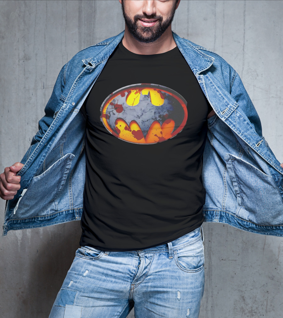 Batman Symbol With Grunge And Blood Splatter Effects T-Shirt