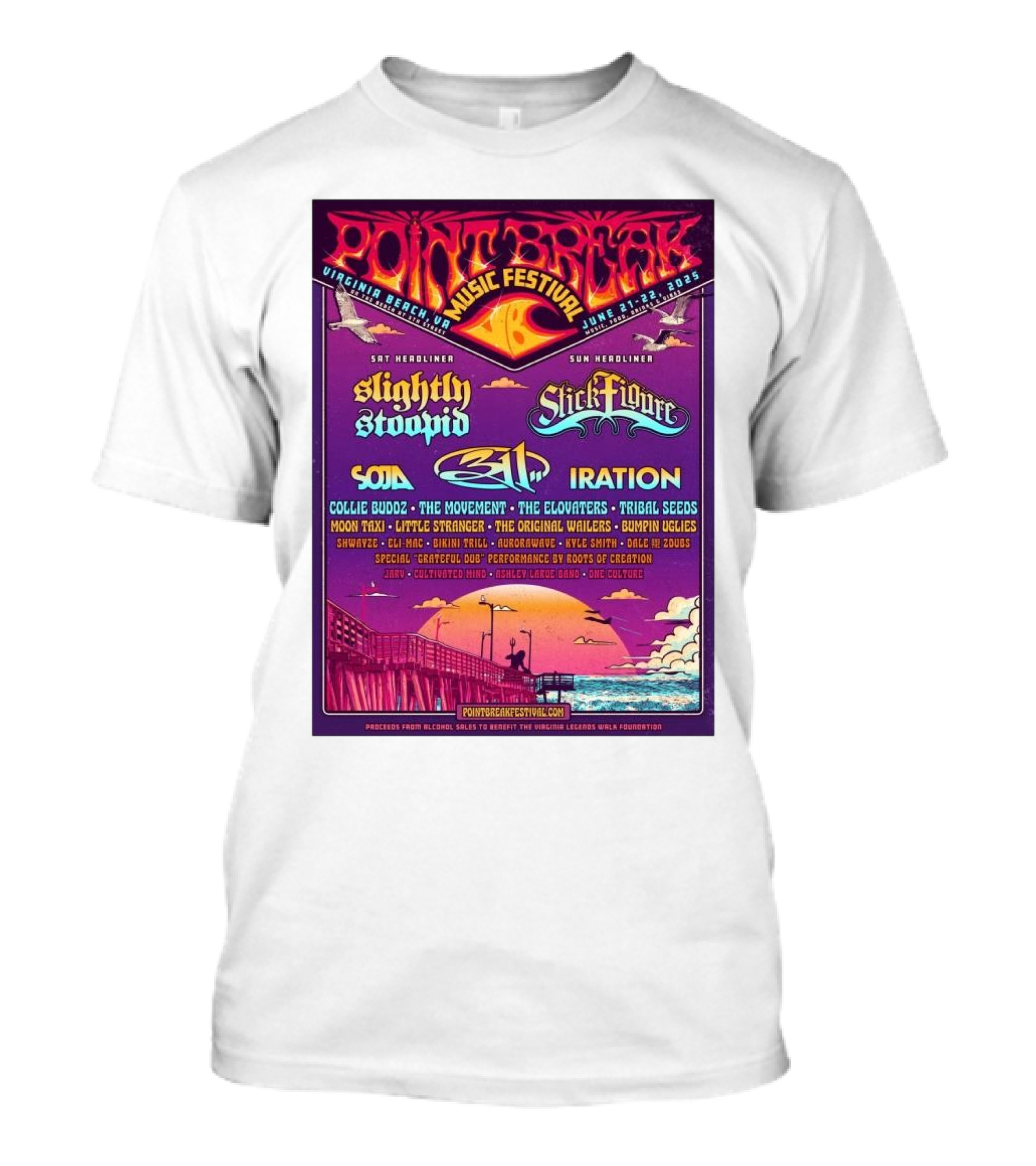 Point Break Music Festival 2025 Featuring Slightly Stoopid, Stick Figure, 311, And Iration At Virginia Beach On June 21st-22nd T-Shirt