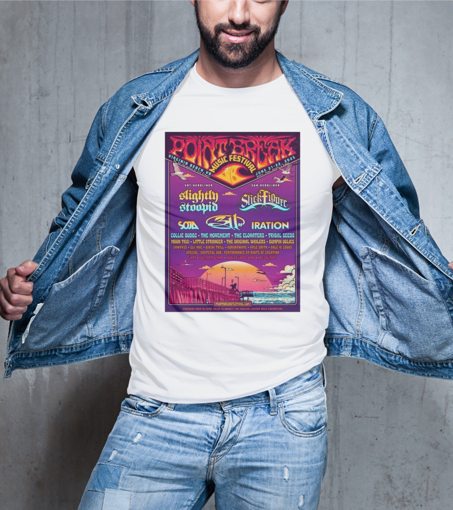 Point Break Music Festival 2025 Featuring Slightly Stoopid, Stick Figure, 311, And Iration At Virginia Beach On June 21st-22nd T-Shirt