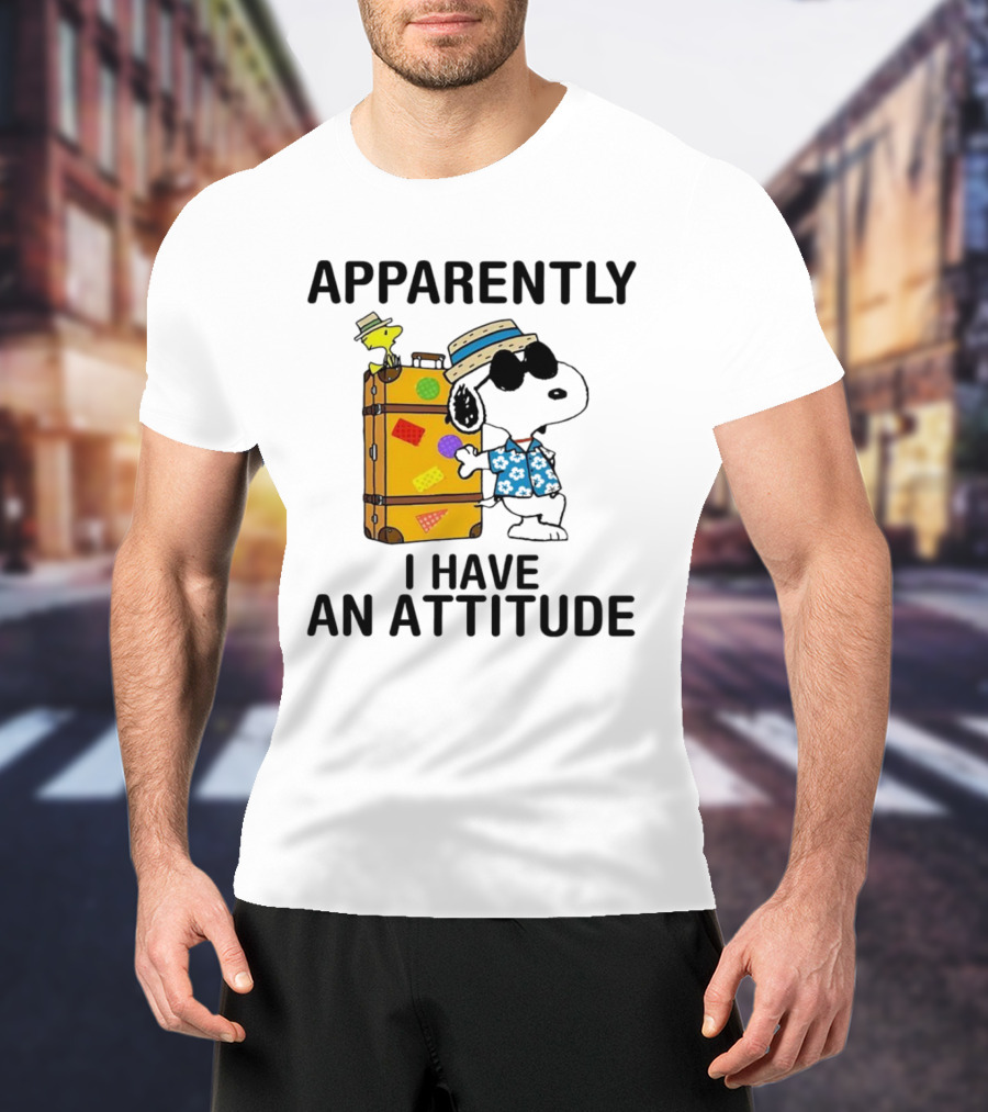 Apparently I Have An Attitude Snoopy With Woodstock And Suitcase T-Shirt