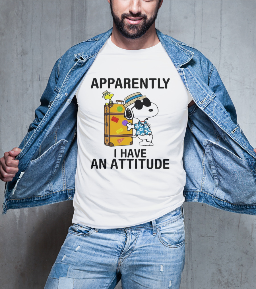 Apparently I Have An Attitude Snoopy With Woodstock And Suitcase T-Shirt