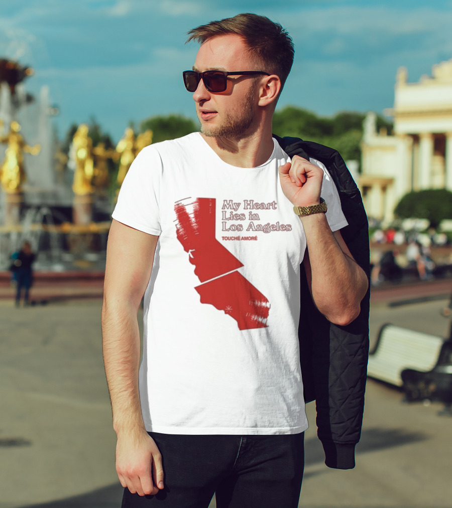 Touché Amoré My Heart Lies In Los Angeles California Map Red T-Shirt