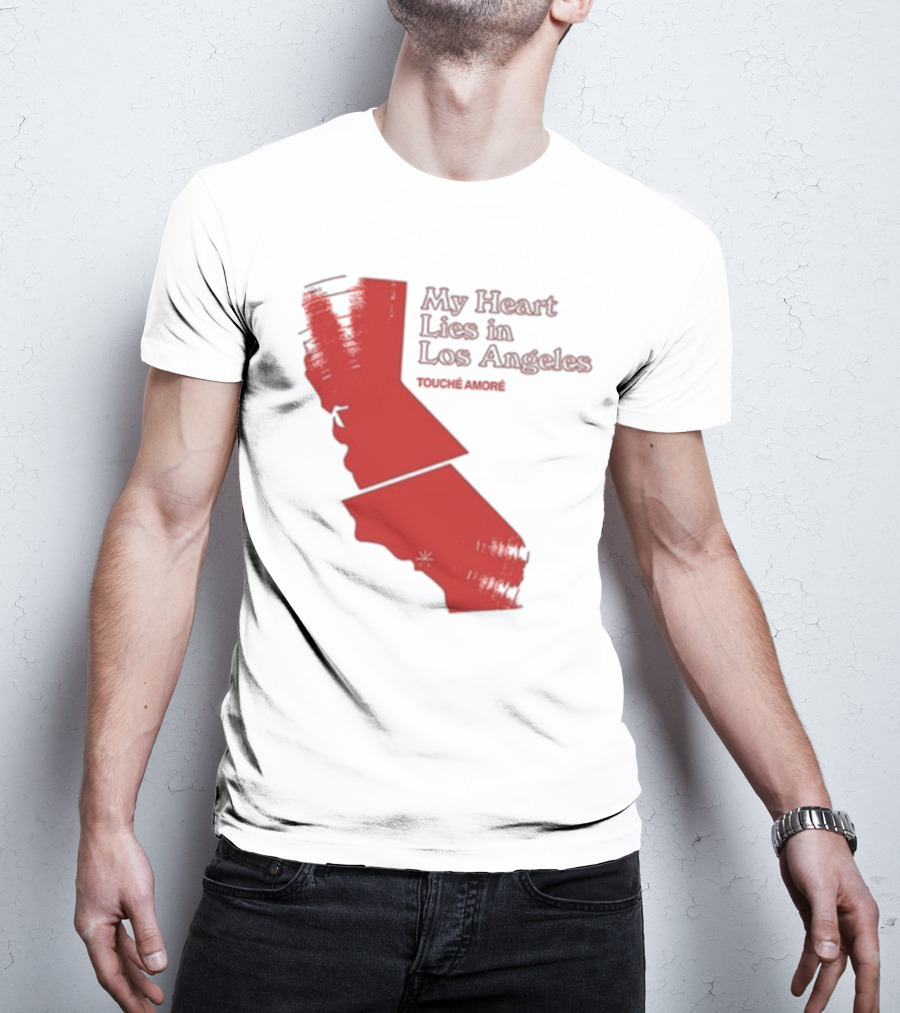 Touché Amoré My Heart Lies In Los Angeles California Map Red T-Shirt
