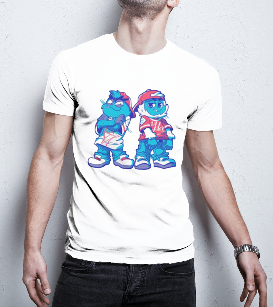 2 Kewl 4 School April Fools 2025 Hip-Hop Cartoon Characters In Red And White Outfits T-Shirt