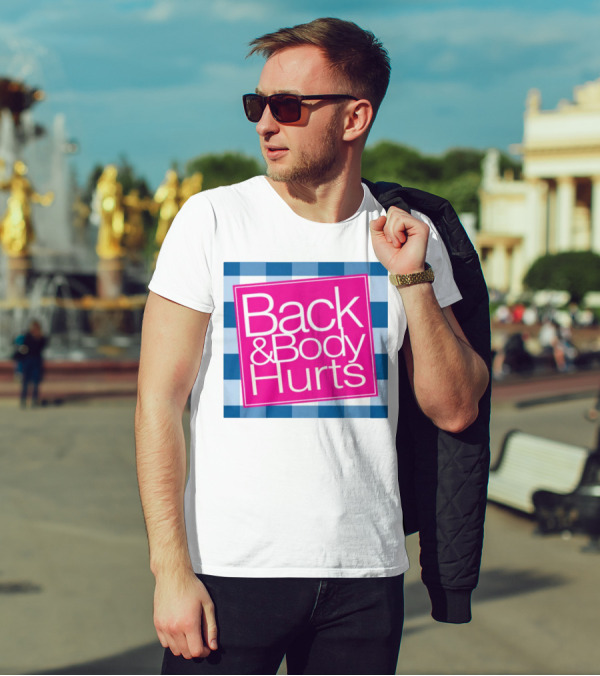 Back And Body Hurts Blue Checkered Square T-Shirt