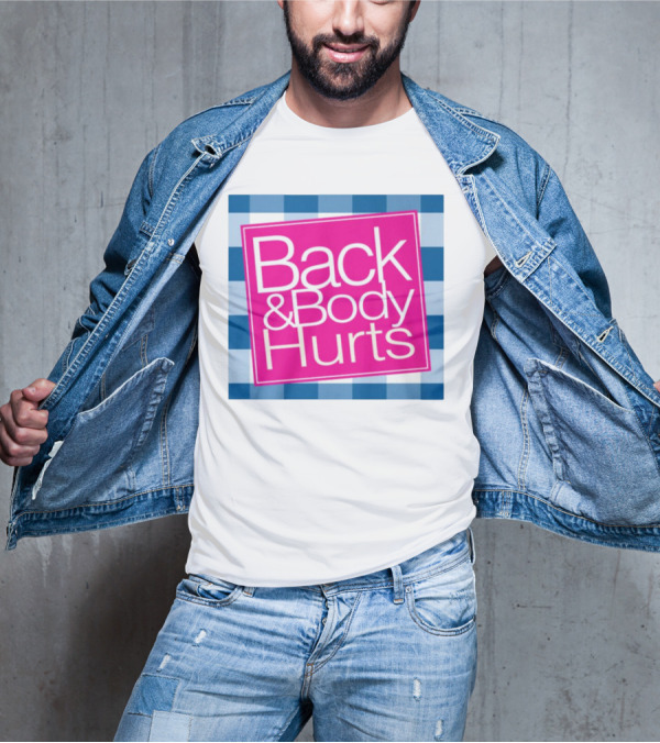 Back And Body Hurts Blue Checkered Square T-Shirt
