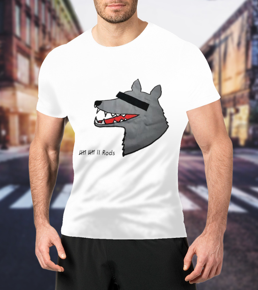 12 Rods Lost Time Wolf Head With Red And Black Accents T-Shirt