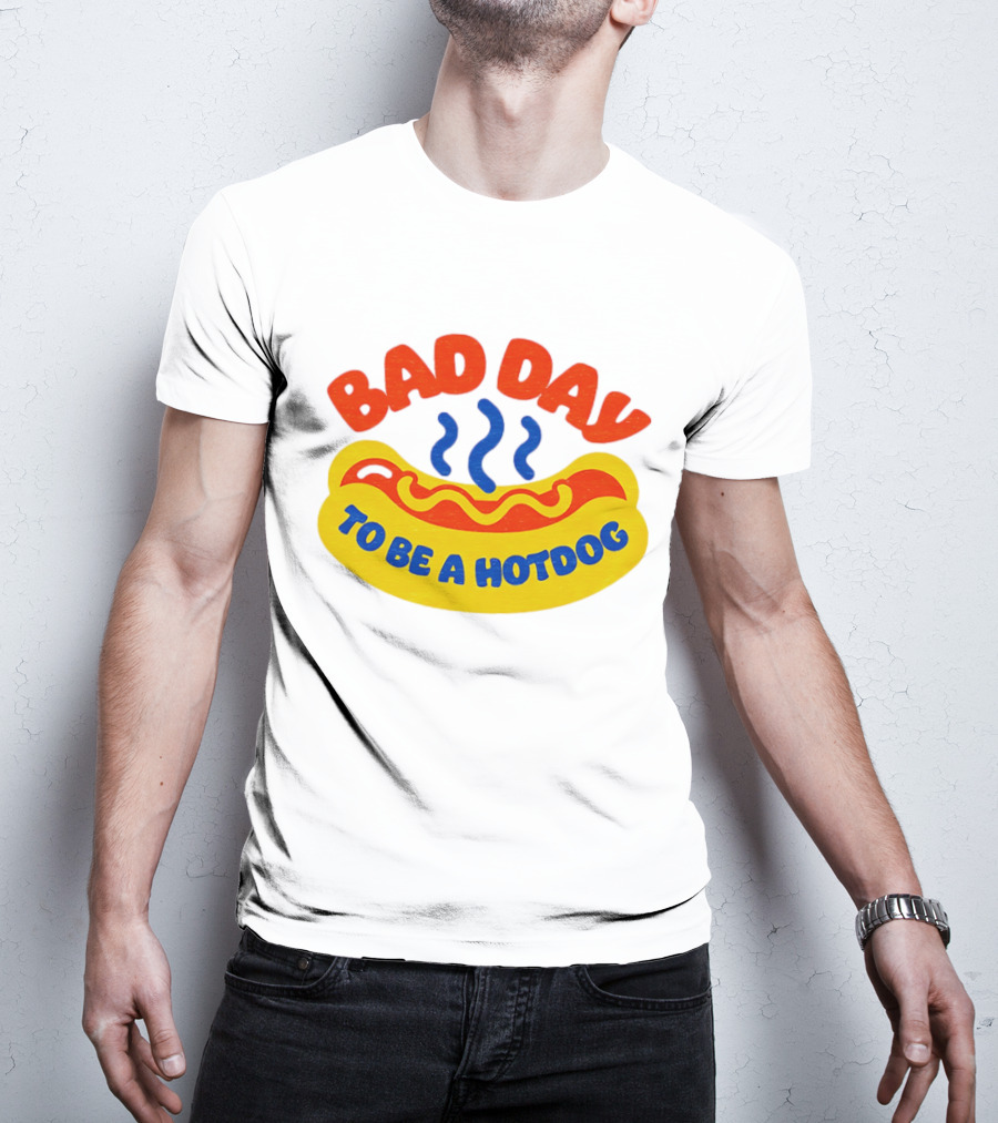 Bad Day To Be A Hotdog With Steaming Hotdog Graphic T-Shirt