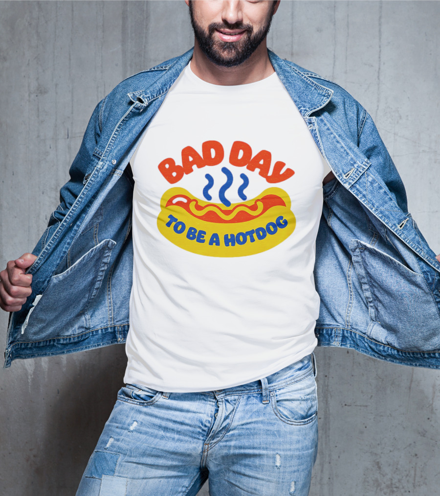 Bad Day To Be A Hotdog With Steaming Hotdog Graphic T-Shirt