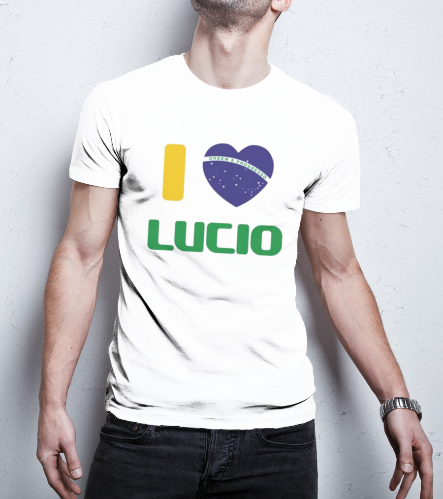 I Love Ordem E Progresso Lucio Brazil Heart Flag Style T-Shirt