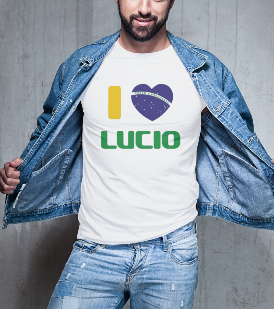 I Love Ordem E Progresso Lucio Brazil Heart Flag Style T-Shirt