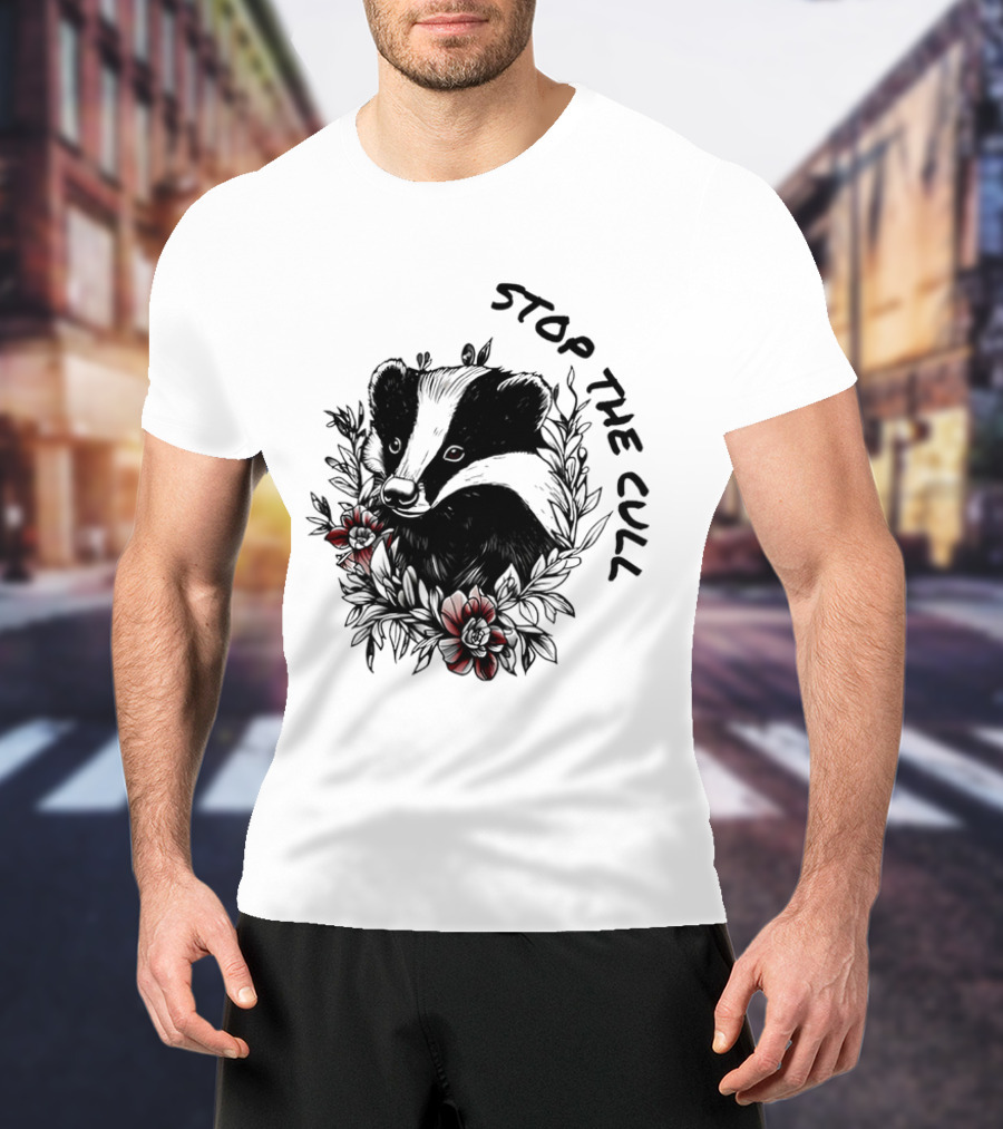 Badger Stop The Cull Floral Design T-Shirt