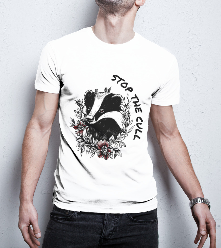 Badger Stop The Cull Floral Design T-Shirt