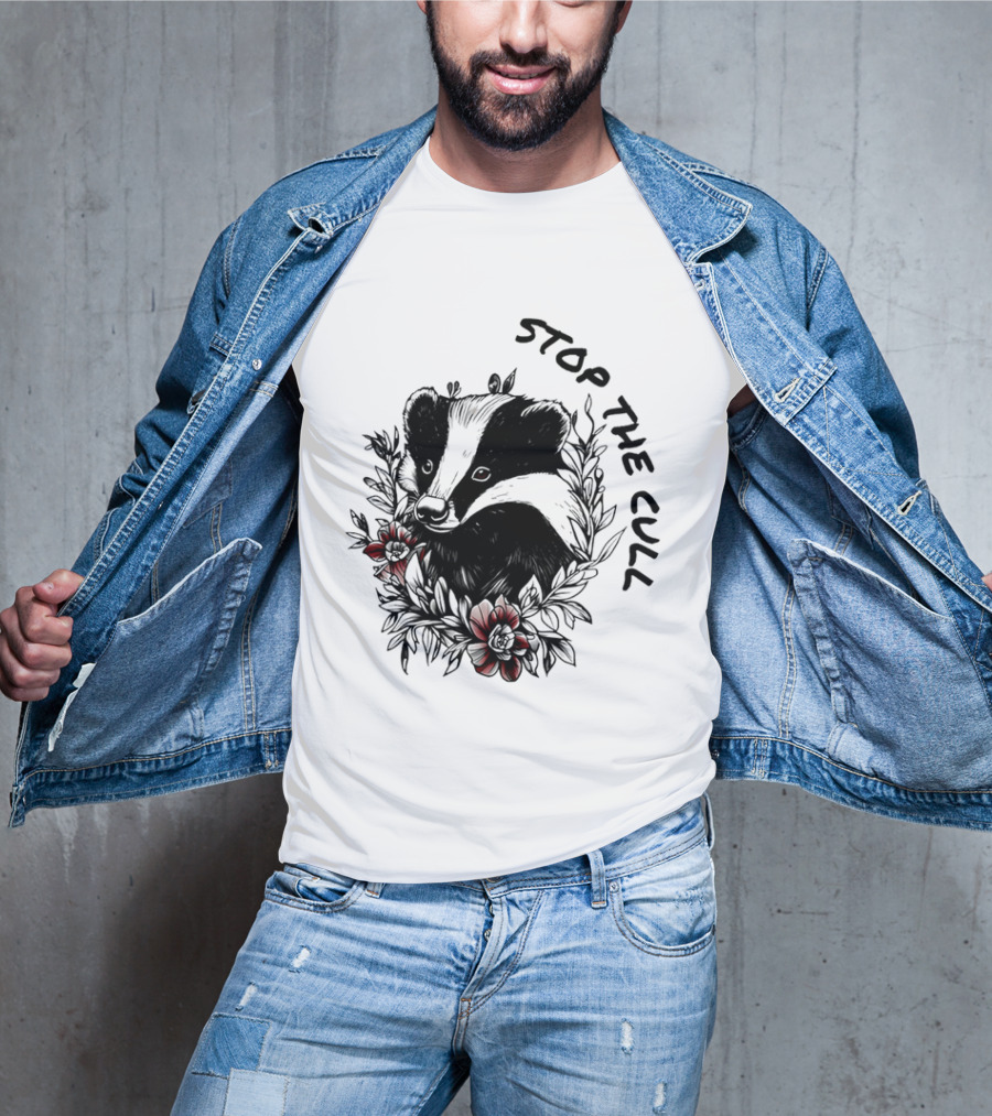 Badger Stop The Cull Floral Design T-Shirt