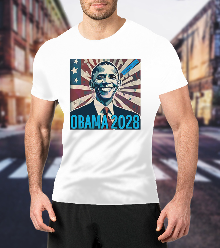 Obama 2028 American Flag Donkoolook T-Shirt