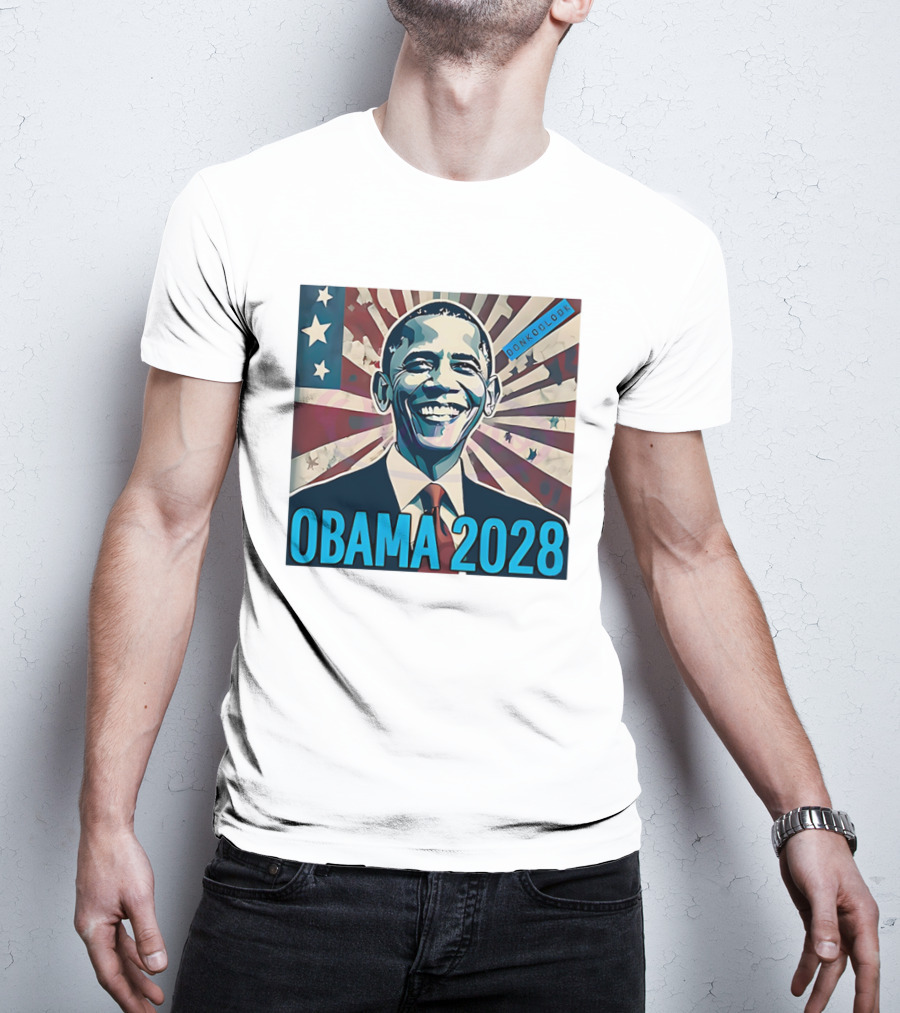 Obama 2028 American Flag Donkoolook T-Shirt