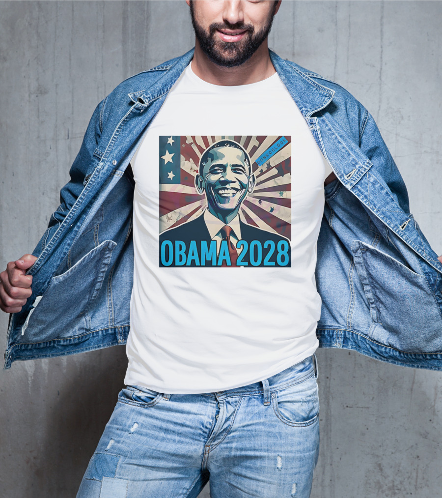 Obama 2028 American Flag Donkoolook T-Shirt