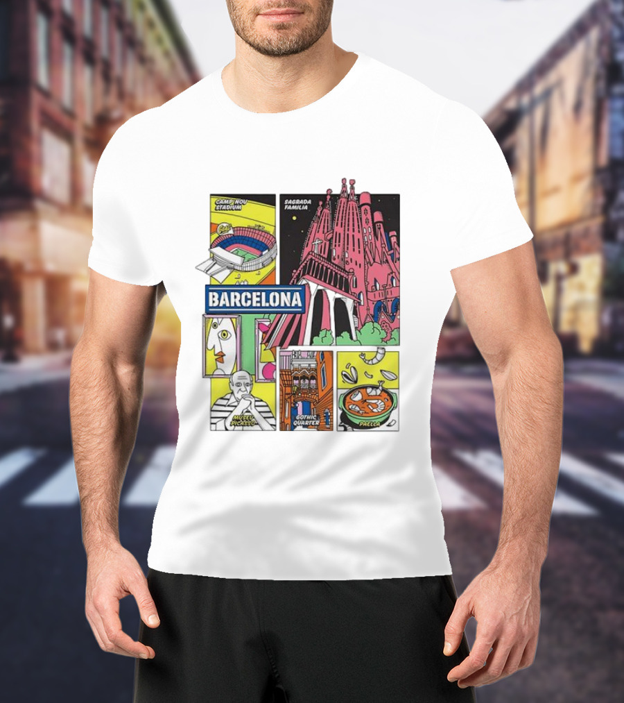 Barcelona Sagrada Familia Camp Nou Museu Picasso Gothic Quarter Paella T-Shirt