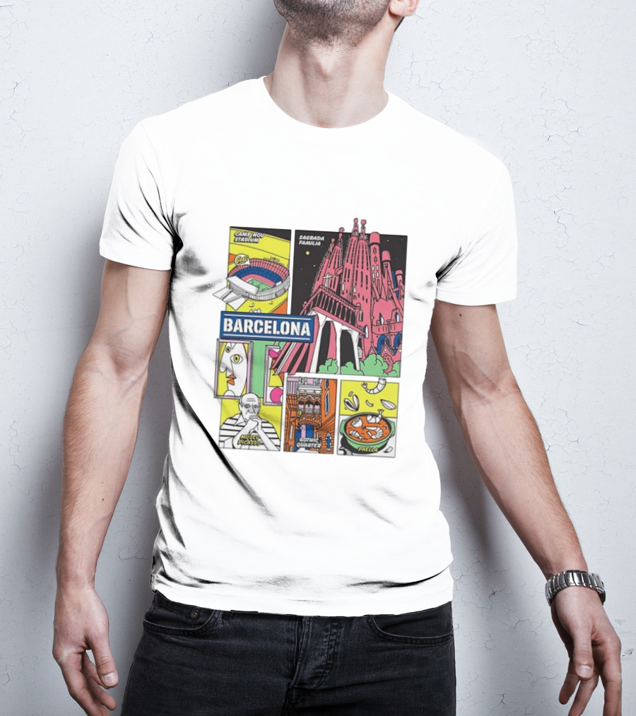 Barcelona Sagrada Familia Camp Nou Museu Picasso Gothic Quarter Paella T-Shirt