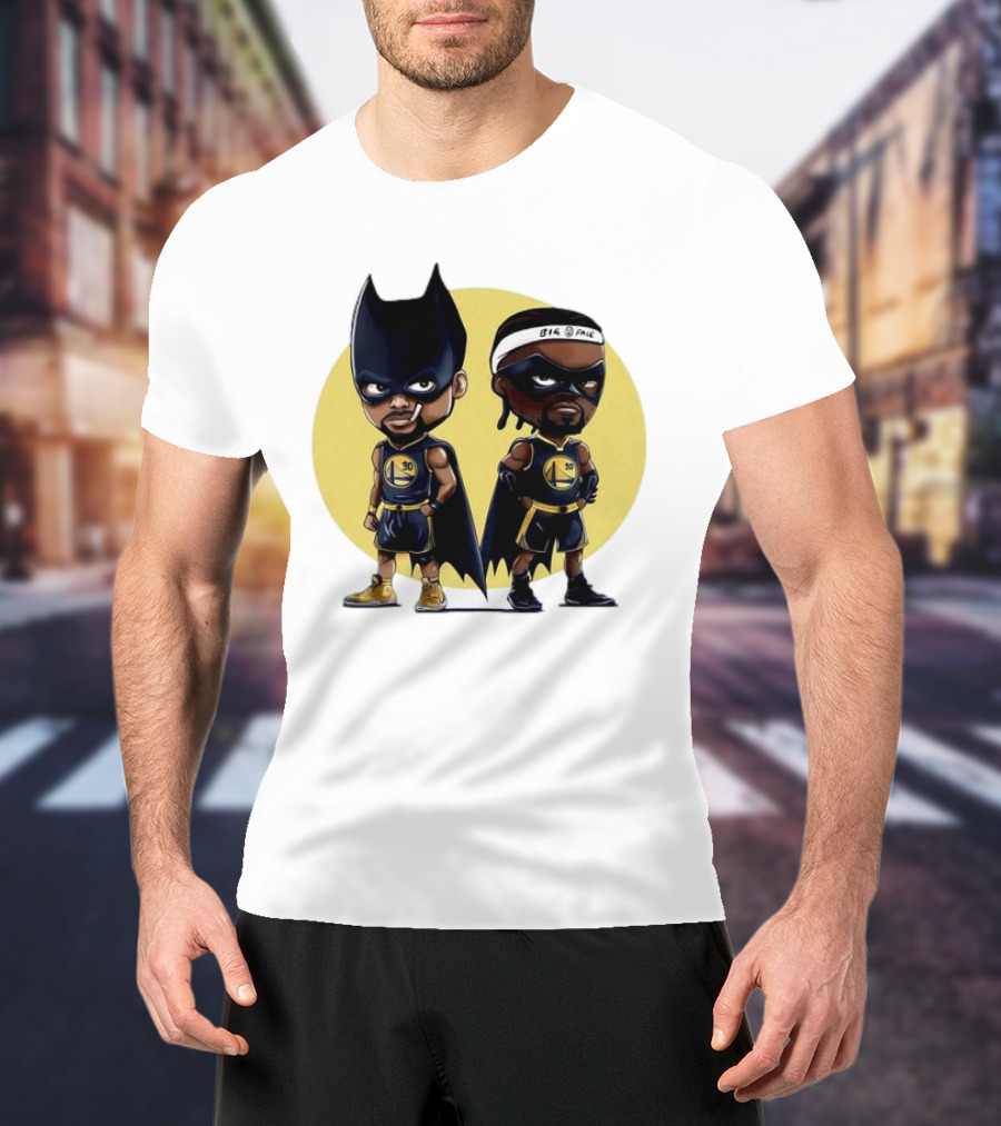 Batman And Robin Chibi Warriors 30 And Headband Duo Big Face T-Shirt