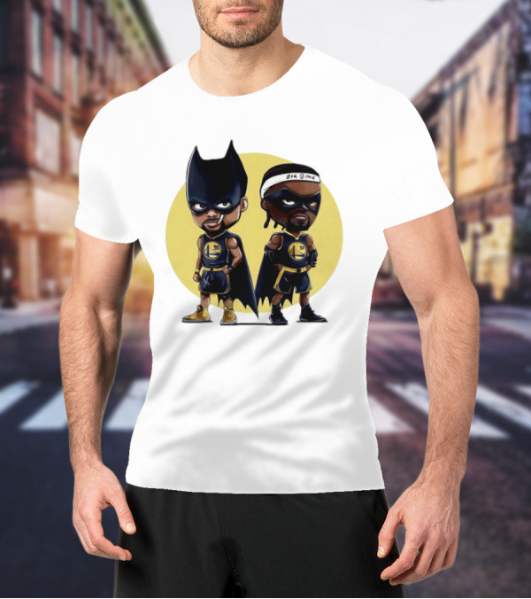 Batman And Robin Chibi Warriors 30 And Headband Duo Big Face T-Shirt