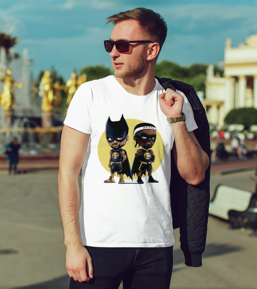 Batman And Robin Chibi Warriors 30 And Headband Duo Big Face T-Shirt