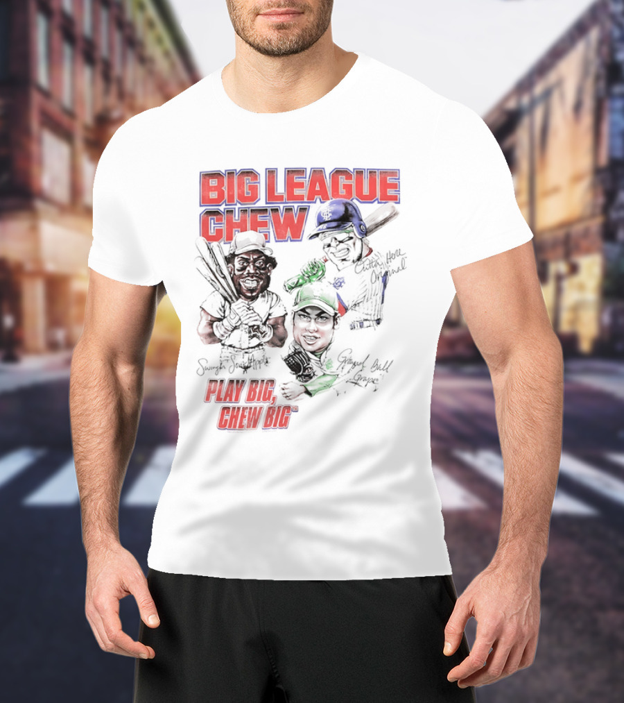 Big League Chew Play Big Chew Big Baseball Caricature T-Shirt